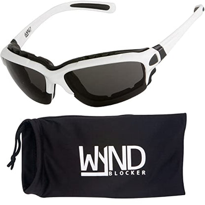 Motorcycle Riding Glasses Extreme Sports Wrap Sunglasses - color: White | Smoke