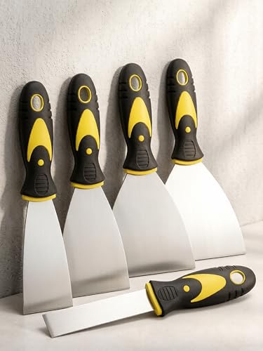 5-Piece Putty Knife Set with 1"/2"/3"/4"/5" Scrapers, No-Rust Spackle & Paint Scraper Tools for Drywall Repair, Wallpaper & Mud Removal