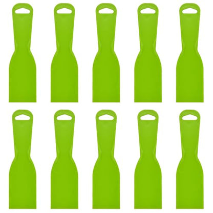 10 reusable plastic putty knives are flexible paint scraper tools used for decals, wallpapers, baking, wall and car putty, splashing, repairing, and painting(green)
