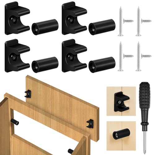 Juexica False Cabinet Front Clip False Drawer Front Clips Sink Tip Out Snap with Screws Screwdrivers for Hardware Replacements - color: Black