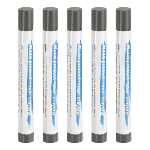 HARFINGTON 5pcs Wood Filler Sticks Wooden Wax Touch Up Furniture Repair Crayons for Scratch Hole Wood, Lead Gray - color: Lead Gray