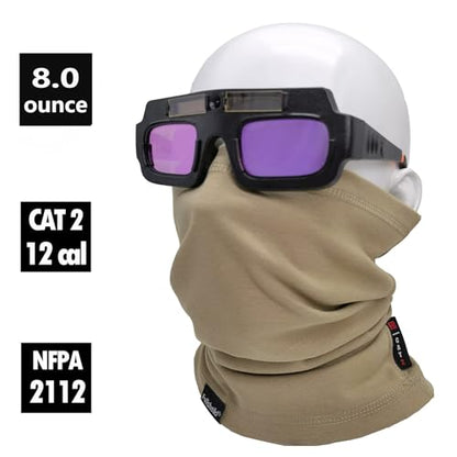 Fullsheild FR Flame Resistant Face Mask Full Cover Neck Gaiter Snood for Welding Hunting Army Military Working - color: Khaki