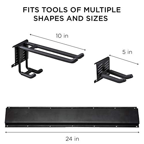 Tool Storage Rack, 8 Piece Garage Organizer, Metal, Wall mounted, Holder for Broom, Mop, Rake Shovel & Tools!