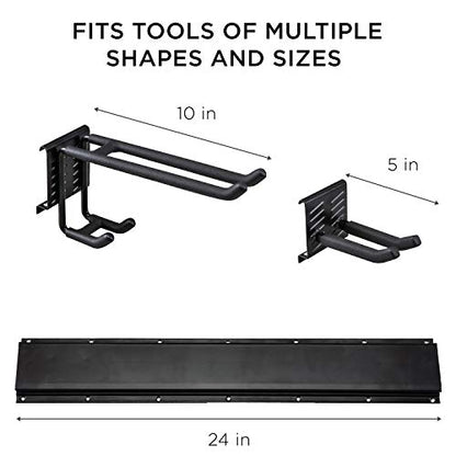 Tool Storage Rack, 8 Piece Garage Organizer, Metal, Wall mounted, Holder for Broom, Mop, Rake Shovel & Tools!