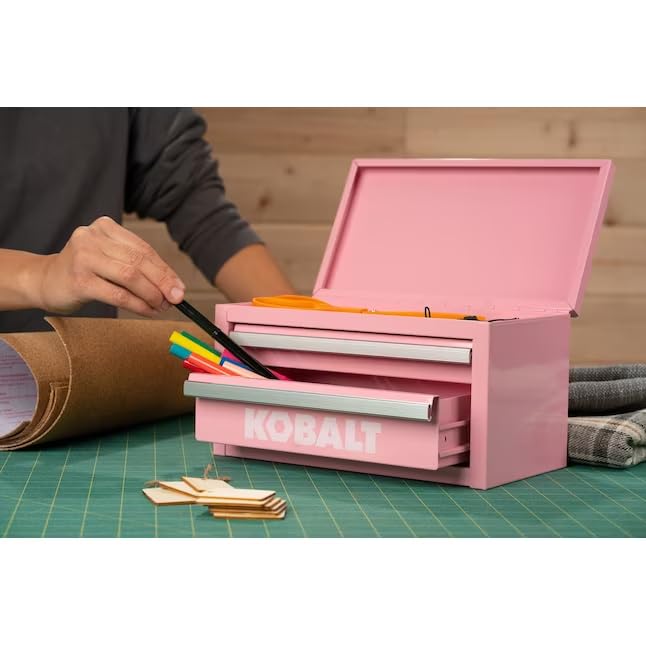 Mini 2-Drawer Steel Tool Box Pink - color: Pink, size: 2 Drawer