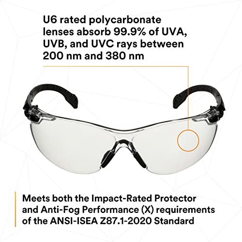 3M Solus 1000 Series, S1501SGAF, Black Temples, Scotchgard Anti-Fog Coating, Clear AF-AS lens - color: Black