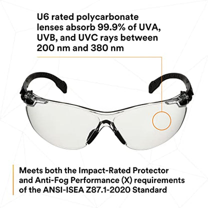 3M Solus 1000 Series, S1501SGAF, Black Temples, Scotchgard Anti-Fog Coating, Clear AF-AS lens - color: Black