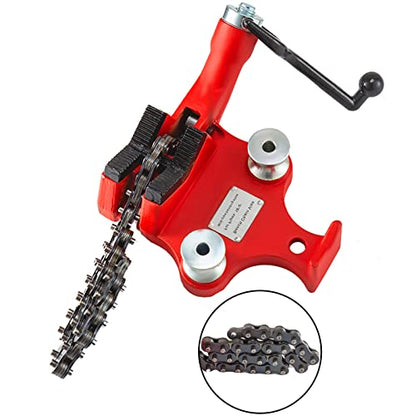Mophorn Screw Bench Chain Vise 1/8 to 5-Inch Pipe Capacity, Heavy Duty Bench Chain Pipe Vise with Crank Handle, Neoprene-Coated Jaw, Cast Iron Material Ideal for a Variety of Pipes - size: 1/8" - 5" Bench Mount