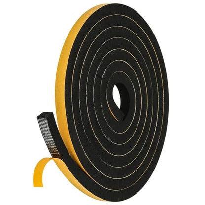 Weather Stripping Seal for Door Window, High Density Foam Tape, Soundproofing, Insulation Strip, Door Sealers for Door Frame (Black, 1/2 Inch X 1/2 Inch X 10Feet) - size: 1/2 Inch X 1/2 Inch X 10Feet