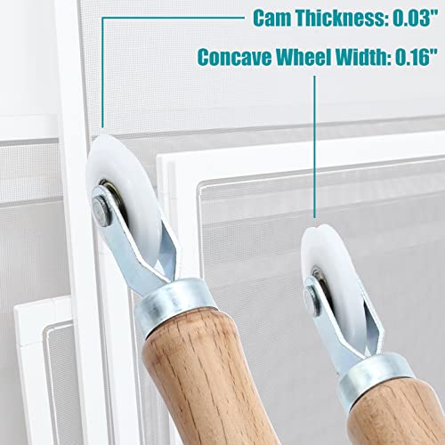 3 Pcs Window Door Screen Repair Kit, Screen Spline Roller Tool with Wooden Handle & Nylon Bearing Wheels and Removal Hook