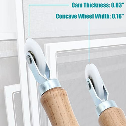 3 Pcs Window Door Screen Repair Kit, Screen Spline Roller Tool with Wooden Handle & Nylon Bearing Wheels and Removal Hook