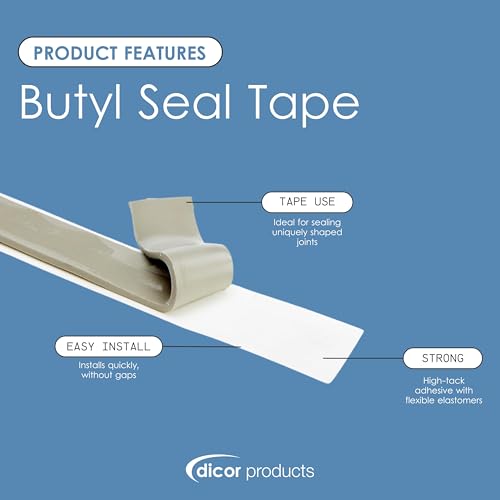 Dicor BT-1834-5 Butyl Seal Tape - 1/8" x 3/4" x 30' Repair Tape for RV, Trailer, Motorhome, Windows, and Vent Sealing- Pack of 5 - size: 5 Pack, style: 1/8" x 3/4" x 30'