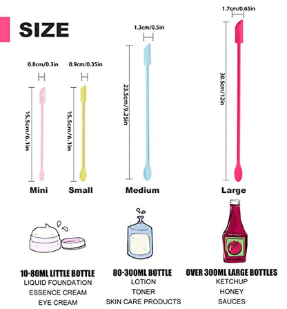 Mini Spatula Silicone Spatula Set, 4pcs Small Makeup Scrapers for Cosmetics, Reusable Beauty Tiny Tools, Thin Jar Scraper, Get Last of Makeup Out - color: Rose, Blue, Yellow, Pink