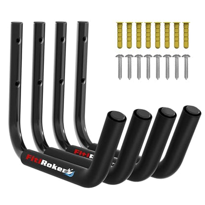 Kayak Storage Rack – 100LB Wall Mounted Kayak Hook with EVA Padding | Kayak Wall Mount & Kayak Rack for Garage | Garage Storage Hooks for Canoes, Paddle Boards, Ladders, Bikes (Round Tube) - style: Round Tube