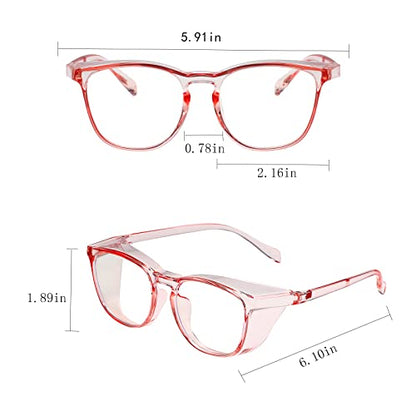 Safety Glasses for Men Women Nurses Anti Fog Stylish Fashion Comfortable Goggles with Side Shields Eye Protection for Adult - color: Light Pink