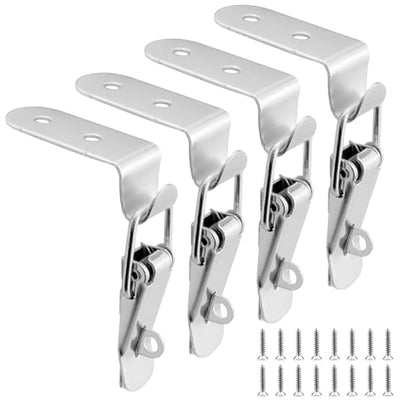 4PCS 90-Degree Angle Latch, Stainless Steel Corner Latch with Keyhole, Tool Box Hood Clasp Buckle Lock Latch with Screws for Case Box Closet - size: 4 Pack