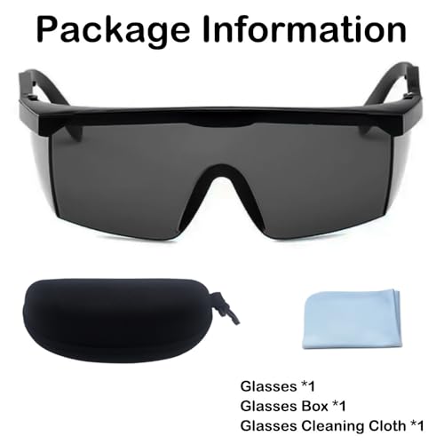UV Light Safety Glasses Protection,UVC 400 Blue Light Blocking Protective Glasses Goggles ,Ansi Z87 Adjustable Temples Eyewear, Shaded Shatterproof Scratch Resistant Safe Sunglasses Black Color - color: Light Black