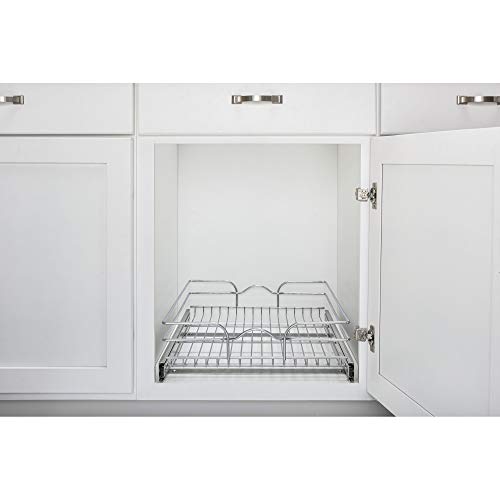 Rev-A-Shelf Kitchen Cabinet Pullout Shelf and Drawer Organizer Slide Out Pantry Storage Basket in Multiple Sizes, 21 x 20 In, 5WB1-2120CR-1 - size: 21" W X 20"d, style: Single Tier