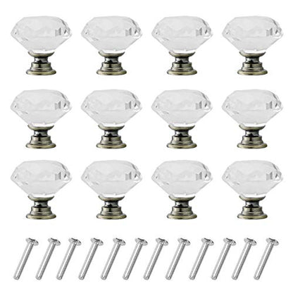 YourGift 12 Pack Drawer Knobs Diamond Shaped Crystal Glass 30mm Cabinet Knobs Pull Handles (Bronze) - color: Bronze, size: 30 mm, 12 Pack