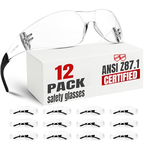 Clear Safety Glasses12 pack,Safety Glasses for Men Women(Ansi Z87.1 certified), Scratch&Impact-proof Z87 Safety glasses for construction, lab, woodwork, workshop,sports - color: 12pcs-clear
