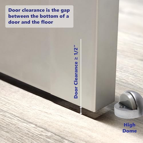 Commercial Residential Dome Floor Stop Door Stop, Metal Alloy, Floor Mount Door Stopper, Door and Wall Protection, Satin Chrome & Matt Black Finishes (Chrome, High) - size: High