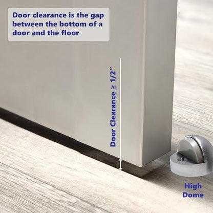 Commercial Residential Dome Floor Stop Door Stop, Metal Alloy, Floor Mount Door Stopper, Door and Wall Protection, Satin Chrome & Matt Black Finishes (Chrome, High) - size: High
