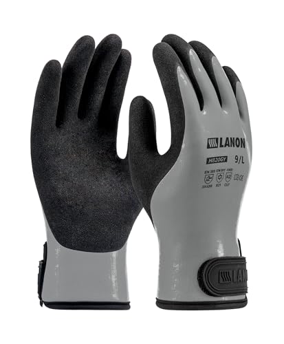 LANON Waterproof Winter Work Gloves, Double Latex Coated, Thermal Insulated Freezer Gloves for Cold Weather - color: Grey, size: X-L (Pack of 1)