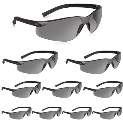 Salfboy 10 Pack Tinted Safety Glasses with ANSI Z87.1 Scratch Resistant Eyewear for Women Man Lab Goggles Eye Protection - color: 118-10 Gray