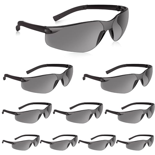 Salfboy 10 Pack Tinted Safety Glasses with ANSI Z87.1 Scratch Resistant Eyewear for Women Man Lab Goggles Eye Protection - color: 118-10 Gray