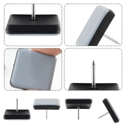 20pcs 1-3/16" (30mm) Nail on Furniture Sliders, Square Teflon Chair Feet Glides, Furniture Feet Glides Chair Leg Floor Protectors, Moving Sliders for Carpet, Cupboard (Grey, Black) - size: 1-3/16 inch (30mm)-20pcs