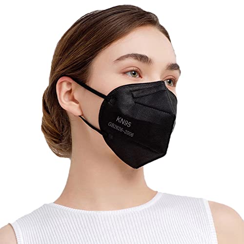 SAROULU 5-Layer Breathable Disposable KN95 Face Masks Respirator Cup Dust Safety Protection Mask - color: Black-20