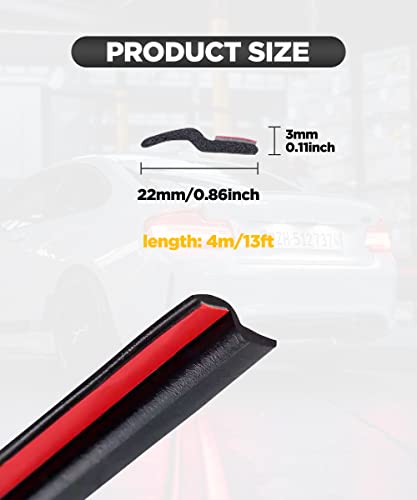 YAKEFLY Z-Shape Automotive Weather Seal, 13Ft Car Windshield & Door Seal, Self-Adhesive Seal Strip