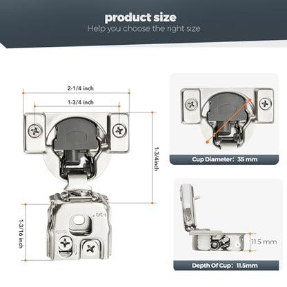 10 Pack (5 Pairs) 1-3/8" Overlay Soft Close Cabinet Hinges, Satin Nickel Stainless Steel Concealed Hinges with 3D Self-Closing for Face Frame Doors & Kitchens - size: 1-3/8 inch Overlay