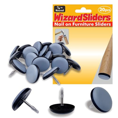 20PCS 7/8" Furniture Glides Sliders, Real PTFE Nail on Chair Sliders for Wood Floors, Heavy Duty Furniture Sliders for Furniture On Carpet
