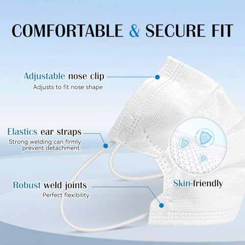 Disposable Face Mask For Adults - Travel Essentials, 100 Pack Individually Wrapped, 4 Ply Protection,Safety Masks Disposable - color: White