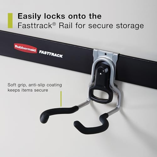 Rubbermaid Garage FastTrack Power Tool Holder Satin Nickel Wall Mounted Storage System Holds up to 50 pounds for Home/Garage/Tool Organization - size: 1 Count (Pack of 1), style: Power-Tool Hook
