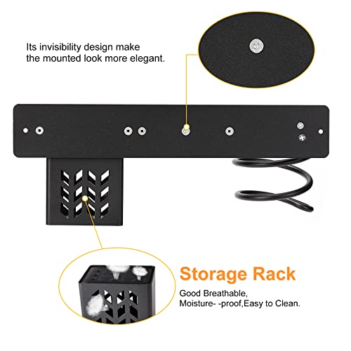 YUET Hair Dryer Holder Hairdryer Station Wall Mounted Shelf Bracket Straightener Stand Hanger Organizer Blow Storage w/Cable Tidy Rack For Dressing Table Bathroom Aluminum Professional,Black With Cup - color: Black With Cup