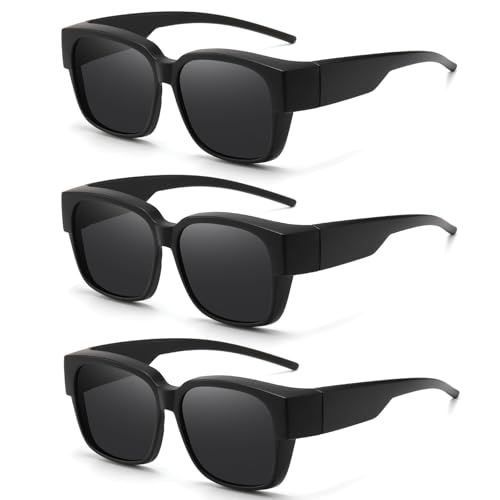 HAOLOTA Polarized Fit Over Glasses Sunglasses for Men Women,UV400 Protection Wrap Around Shades for Driving & Outdoor - color: A01 Black/Grey + Black/Grey + Black/Grey