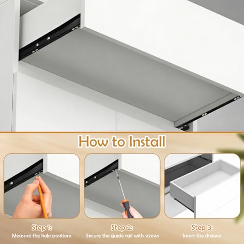 ARTIBETTER Drawer Slide Kit - Self-Closing Rails, Cabinet Drawer Slides (12 inch, Side-Mounted)