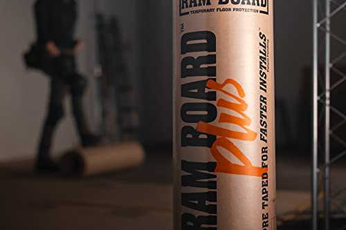 Ram Board Plus Heavy Duty 38 inch x 100 feet, Faster Installs, Pre-Taped, Painting, Remodeling, Construction Temporary Floor Protection (317 Sq. Ft.)