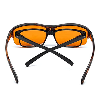 Eyekepper 100% Anti-Blue Light Blocking Fitover Glasses Wear Over Computer Glasses With Amber Lens - color: 1801-tortoise-100% Blue Light Blocking
