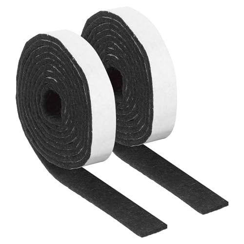 uxcell Felt Strips with Adhesive Backing, 2 Rolls 3/4" x 39" x 0.12" Anti Scratch Furniture Felt Tapes Self-Stick Pads for Protecting Hardwood Floor, Black - color: Black, size: 1/2"x60"x0.12"