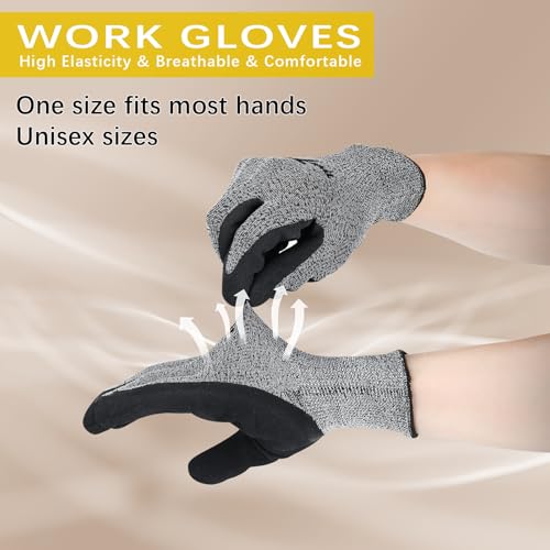 gardening gloves,garden gloves for women,Breathable latex dipped,Suitable for weeding and warehouse handling - color: 1 Pairs Gray+ 1 Pairs Red