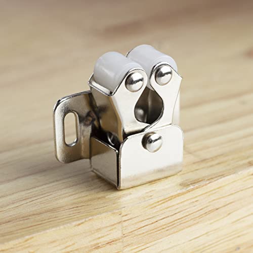 Keenkee 2 PCS Cabinet Latch Double Roller Catch Hardware for Cupboard Closet Cabinet Door Latches and Catches, Nickel - color: Nickel 2ps