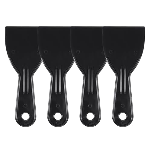 4 Pcs Putty Scraper 3" ABS Plastic Spatula Drywall Patch Repair Spreader Wall Covering Smoother Black - size: 3"
