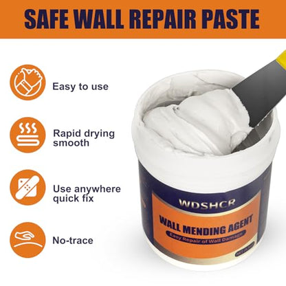 Drywall Repair Kit Drywall Hole Repair Patch Kits Wall Spackle Repair Paste with 8.5OZ White Wall Repair Putty with Scraper, Wall Surface Hole Fill Quick and Easy Solution (2Pack) - color: 2Pack