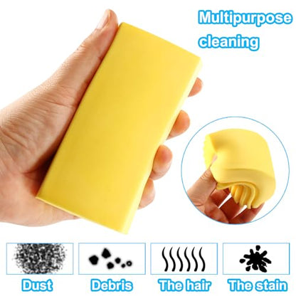 4-Pack Damp Cleaning Sponge Brush Set - Suitable for Kitchen and Car Window Cleaning,Mirrors, Window Track Grooves, Multi-Functional Cleaning Products That are Efficient Cleaning Tools(Yellow) - color: Yellow