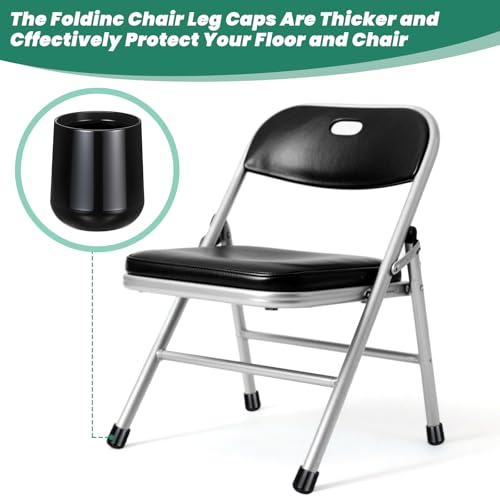 JJUNW 72 Pieces 7/8 Inch Folding Chair Leg Caps, Heavy Duty Plastic Round Chair Covers End Caps Hardwood Floor Protectors Furniture Legs Protectors for Metal and Padded Folding Chairs (Black)