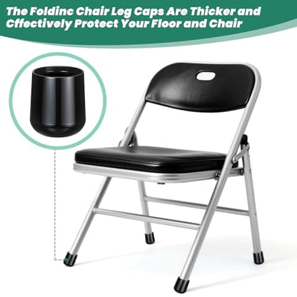 JJUNW 72 Pieces 7/8 Inch Folding Chair Leg Caps, Heavy Duty Plastic Round Chair Covers End Caps Hardwood Floor Protectors Furniture Legs Protectors for Metal and Padded Folding Chairs (Black)