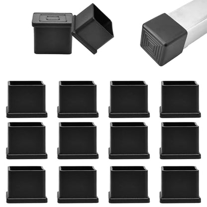 EASYEAH 1-1/4" (32mm) Square Chair Leg Floor Protectors, Black Rubber Chair Leg Caps, Non-Slip Patio Furniture Feet Cap, PVC Chair Feet Covers for Hardwood Floors, Tables & Patio Furniture, 12pcs - size: 1-1/4" x 1-1/4"